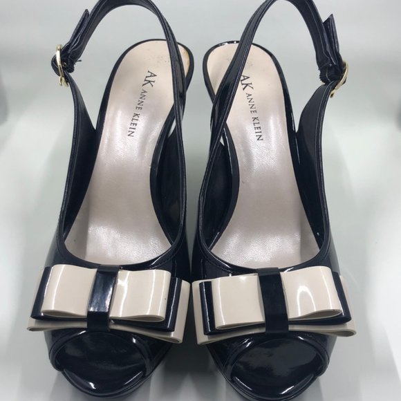AK Anne Klein Shoes - AK Anne Klein iFlex Slingback Pumps Platform Double Bow SZ 8